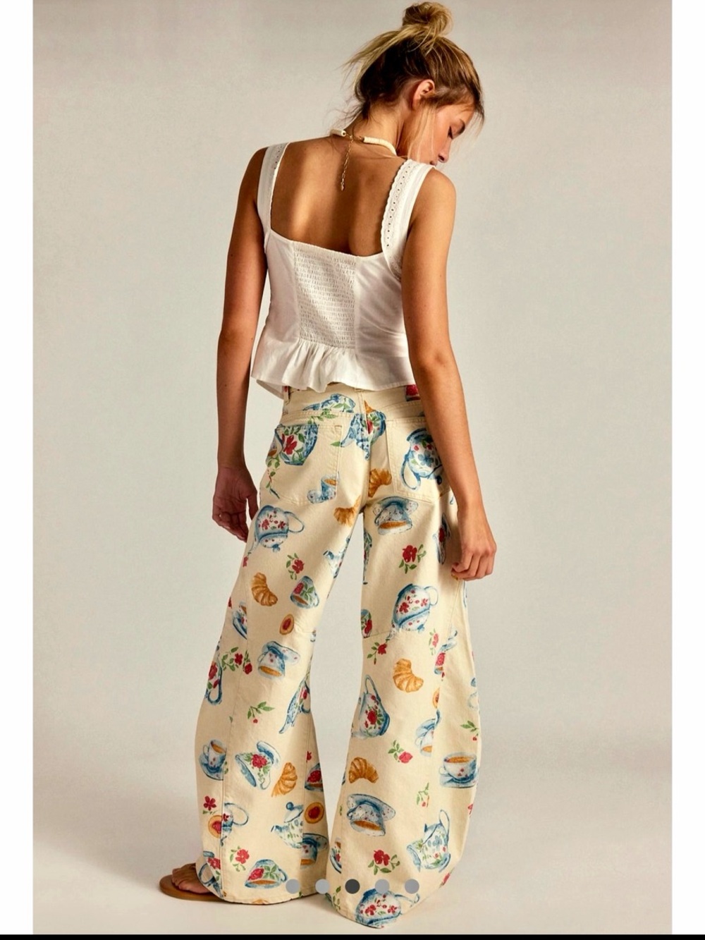 NWT Free People Eden Tea Party Printed Slouch Jeans 29 Rare Sold Out - Picture 3 of 9